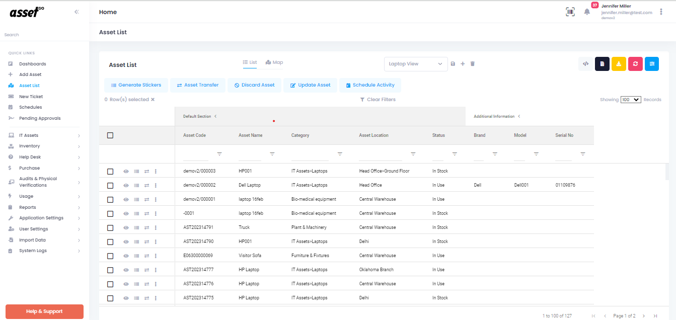 screenshot of Asset Infinity